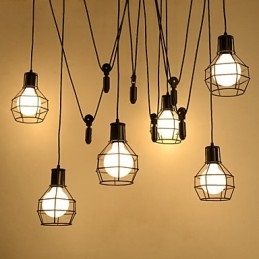 Metallpendellampe Med 6 Lys I Landlig Design