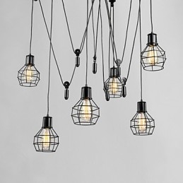 Metallpendellampe Med 6 Lys I Landlig Design