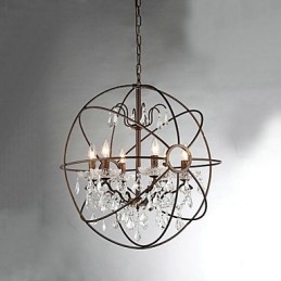 Vintage Krystallmaling Metalllysekrone