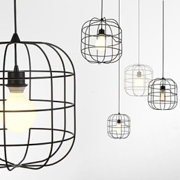 Mini Kunstnerisk Fuglebur-Pendellampe Med 1 Lys, Moderne Enkelhetsfinish, Svart Og Hvitt Metall, Karbonstål