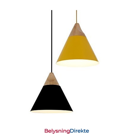Mini Kunstnerisk Kjegleformet Pendellampe Med 1 Lys, Moderne Enkelhetsfinish, Svart, Hvit, Gul, Aluminium Og Trepinne