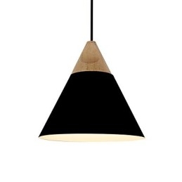 Mini Kunstnerisk Kjegleformet Pendellampe Med 1 Lys, Moderne Enkelhetsfinish, Svart, Hvit, Gul, Aluminium Og Trepinne