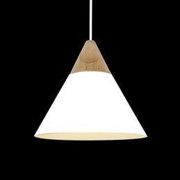 Mini Kunstnerisk Kjegleformet Pendellampe Med 1 Lys, Moderne Enkelhetsfinish, Svart, Hvit, Gul, Aluminium Og Trepinne