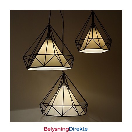 Diamond Mini Pendellampe 1 Lys Moderne Simplicity Svart-Hvitt Utført Karbonstål Stofflampe