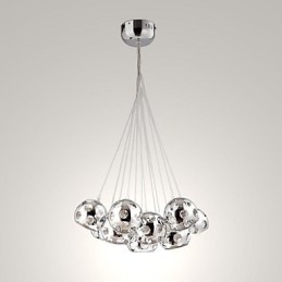 Moderne Og Moderne Globeformet Anhengslampe I Krom I Metall
