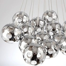 Moderne Og Moderne Globeformet Anhengslampe I Krom I Metall
